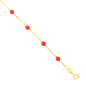 Bracciale Battesimo Bambina in Oro Giallo 9 Carati con Corallo