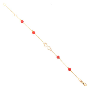 Bracciale Battesimo Bambina in Oro Giallo 9 Carati e Corallo con Infinito Zirconi