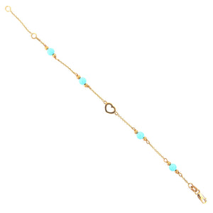 Bracciale Battesimo Bambina in Oro Giallo 9 Carati e Turchese con Cuore