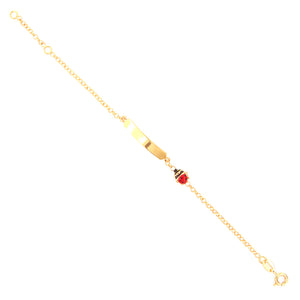 Bracciale Battesimo Bambina in Oro Giallo con Targhetta e Coccinella