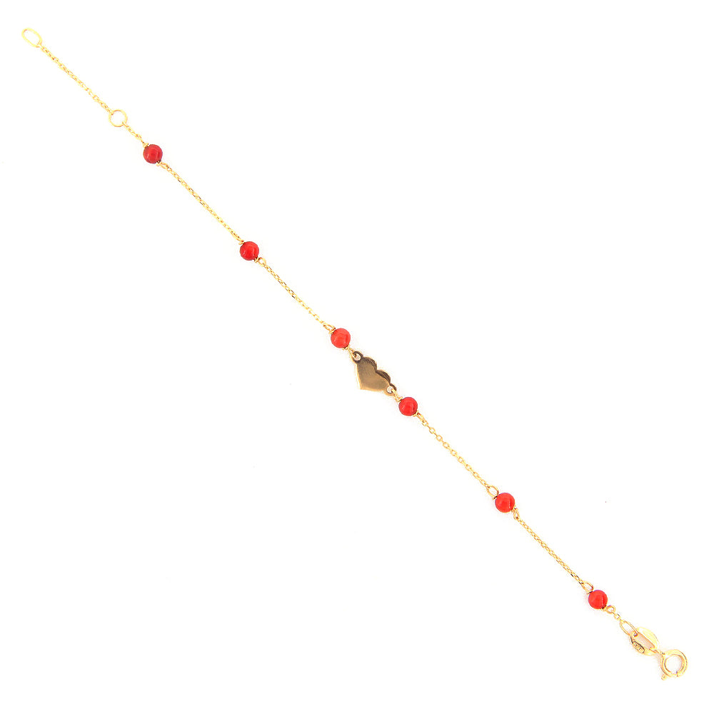 Bracciale Battesimo Bambina in Oro Giallo e Corallo con Cuore