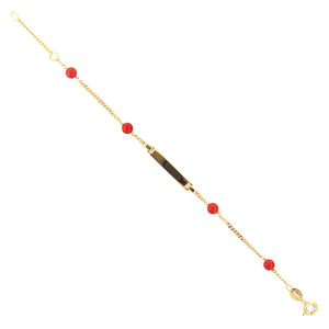 Bracciale Battesimo Bambini in Oro Giallo e Corallo con Targhetta