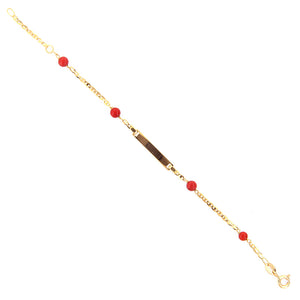 Bracciale Battesimo Bambini in Oro Giallo e Corallo con Targhetta