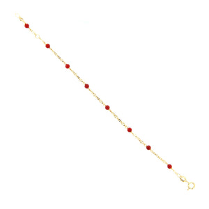 Bracciale Battesimo Bambino Oro Giallo con Corallo