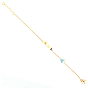 Bracciale Battesimo Bambino in Oro Giallo con Targhetta e Ciuccio
