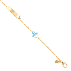 Bracciale Battesimo Bambino in Oro Giallo con Targhetta e Ciuccio