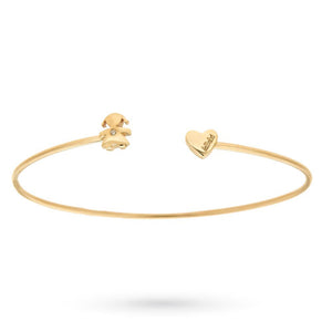 Bracciale Bimba Cuff Les Petits con Cuore in Oro Giallo con Diamantino Le Bebè