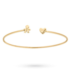 Bracciale Bimbo Cuff Les Petits con Cuore in Oro Giallo con Diamantino Le Bebè