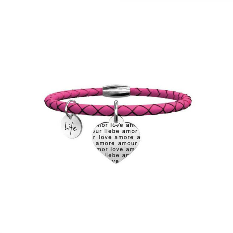KIDULT Bracciale Donna Cuore Rosso | Love | Acciaio 316L Con Smalto E Cristallo | Diametro 6 Cm