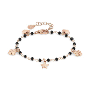 Bracciale Donna Acciaio Mon Amour ed Rainbow Charm Rose Pietre Nere Nomination