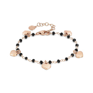 Bracciale Donna Acciaio Mon Amour ed Rainbow Cuore Rose Pietre Nere Nomination