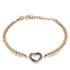 Bracciale Donna Acciaio Rose con Cuore Cristalli Multicolor Liu Jo Luxury