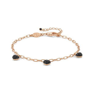 Bracciale Donna Argento Oro Rosa Easychic e Love Cuore Cubic Zirconia Neri Nomination