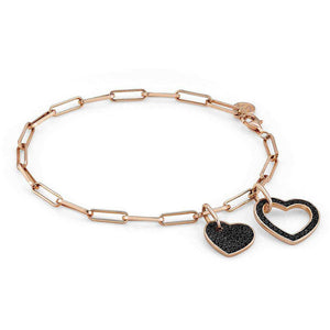 Bracciale Donna Argento Rose Emozioni Cuore con Cristalli Neri Nomination