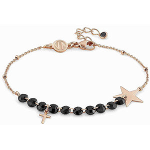 Bracciale Donna Argento Rose Melodie Croce con Cristalli Neri Nomination