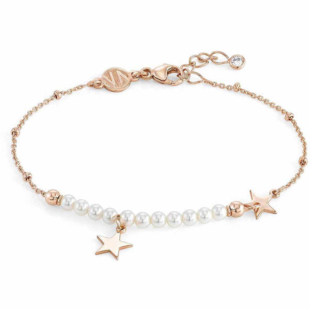 Bracciale Donna In Argento 925 Con Perle E Stelle - Regolabile - Gioiello Per Ragazze, Amicizia, Regalo Con Confezione