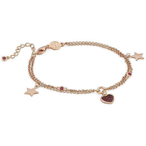 Bracciale Donna Argento Rose Nightdream Stelle e Cuore con Pietre Rosse Nomination