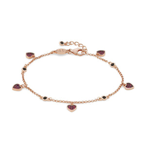 Bracciale Donna Argento Rose SweetRock Cuori e Pietre Rosse Nomination