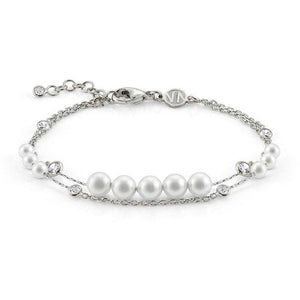 Bracciale Donna Argento con Zirconi e Perle Bianche Bella Nomination   