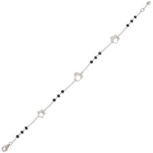 Bracciale Donna Cuori Oro Bianco Pietre Onice