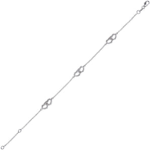 Bracciale Donna Cuori Oro Bianco con Zirconi