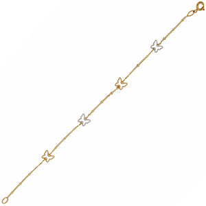 Bracciale Donna Farfalle Oro Bianco e Giallo