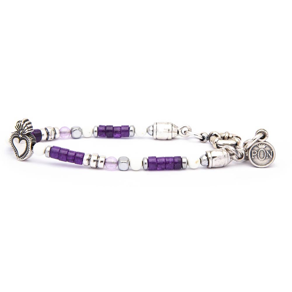 Bracciale Donna Cuore Sacro Mono Giro Viola Avorio Portonovo