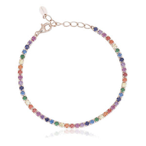 Bracciale Donna Mini Tennis Multicolor in Argento Rose Mabina Gioielli