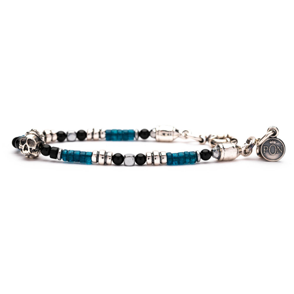 Bracciale Donna Mono Giro Skull Dischetto Petrolio Onice Portonovo