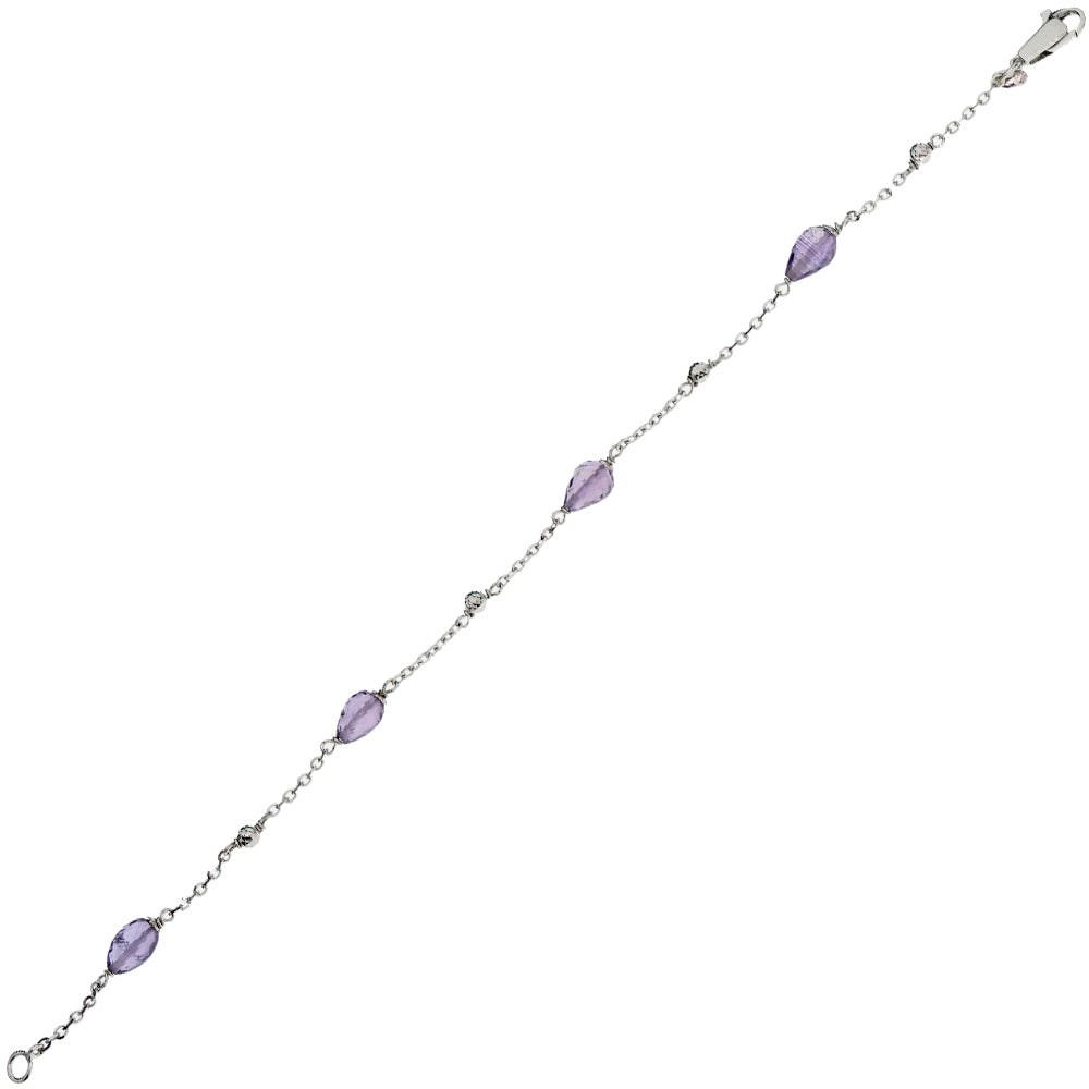 Bracciale In Pelle Nappa Viola 5 Mm Con Acciaio Inox - Lyme Bay Art - Fatto A Mano UK