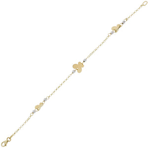 Bracciale Donna Oro Giallo e Bianco Farfalle