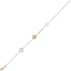 Bracciale Donna Quadrifoglio Oro Giallo e Bianco