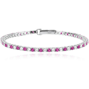 Bracciale Donna Tennis Cluc Rubini Sintetici in Argento Mabina Gioielli