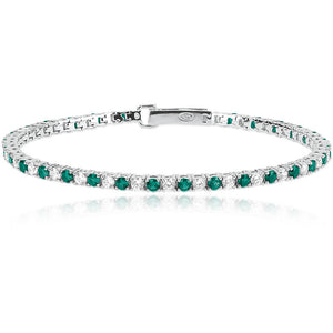 Bracciale Donna Tennis Cluc Smeraldi Sintetici in Argento Mabina Gioielli