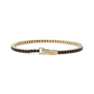 Bracciale Donna Tennis in Argento Gold con Zirconi Neri Mabina Gioielli