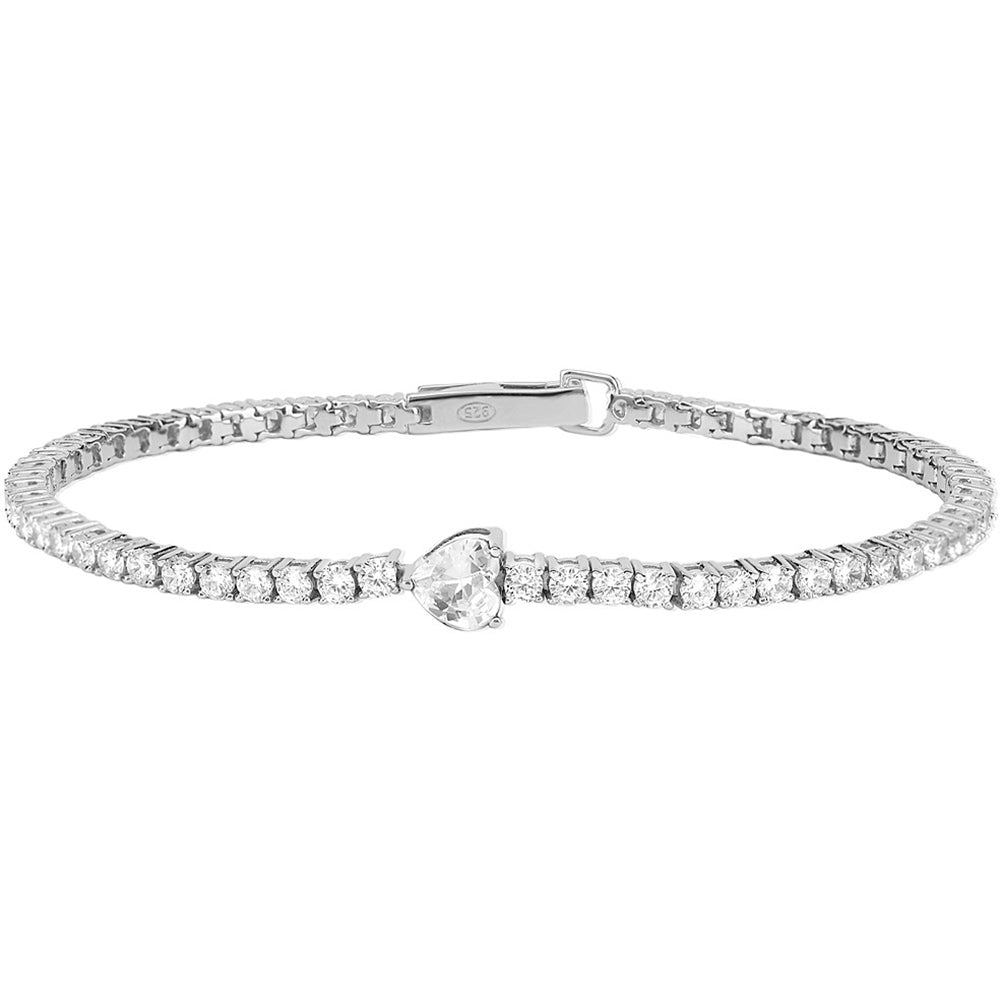 Bracciale Donna Tennis in Argento con Cuore Mabina Gioielli