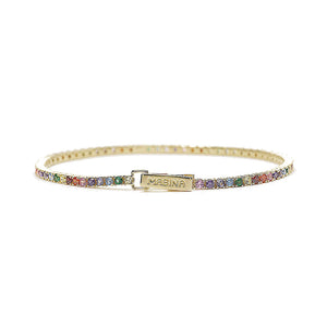 Bracciale Donna Tennis in Argento con Zirconi Multicolor Mabina Gioielli