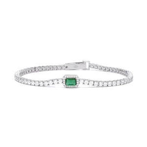 Bracciale Donna Tennis in Argento con Zirconi e Smeraldo Sintetico Mabina Gioielli