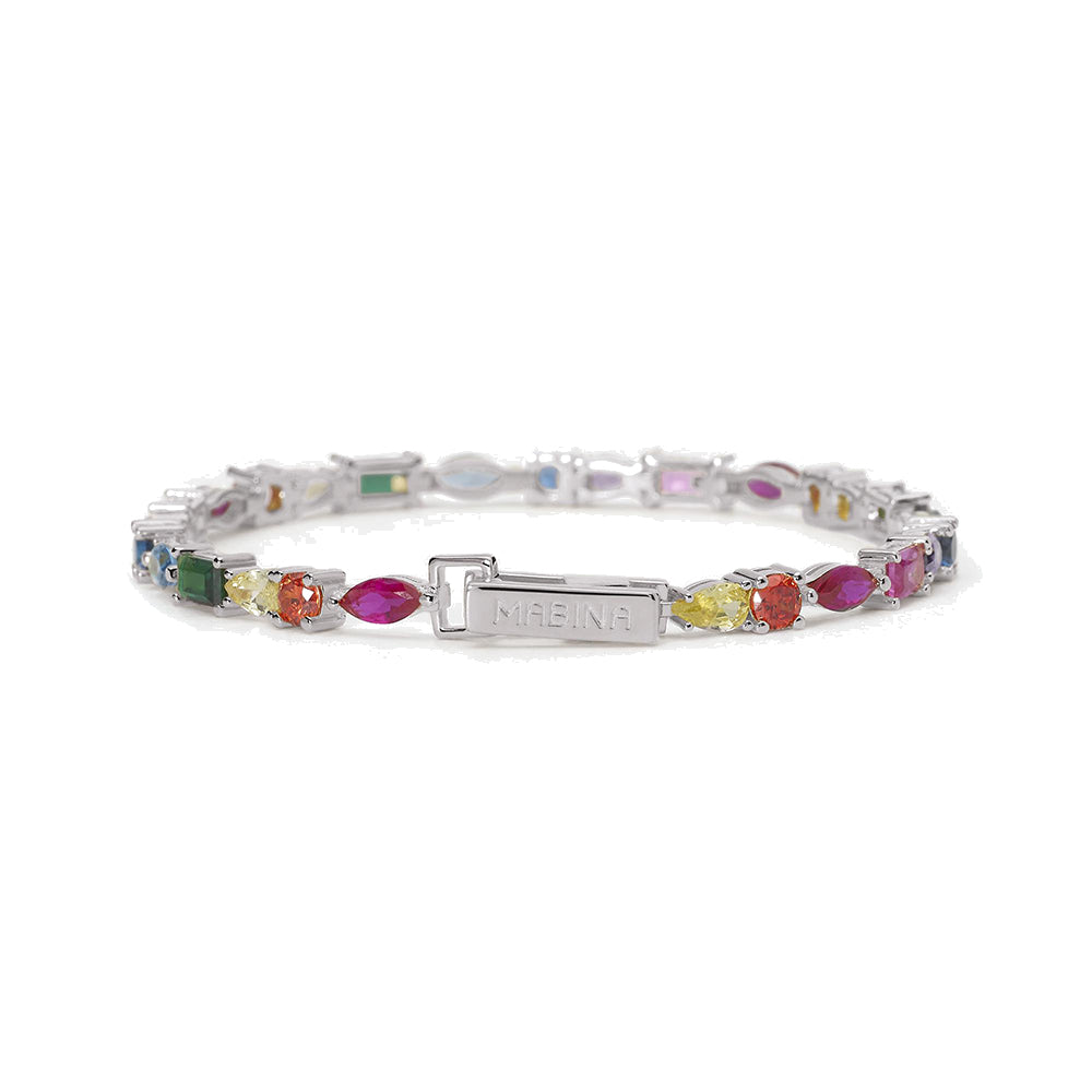 Bracciale Donna Tennis Multicolor in Argento Mabina Gioielli