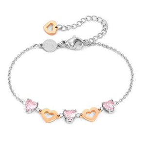 Bracciale Donna in Acciaio Principessina Cuore Cubic Zirconia Rosa Nomination