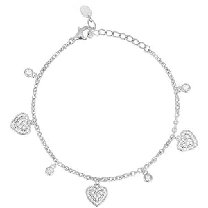 Bracciale Donna in Argento Cuori e Zirconi Mabina Gioielli