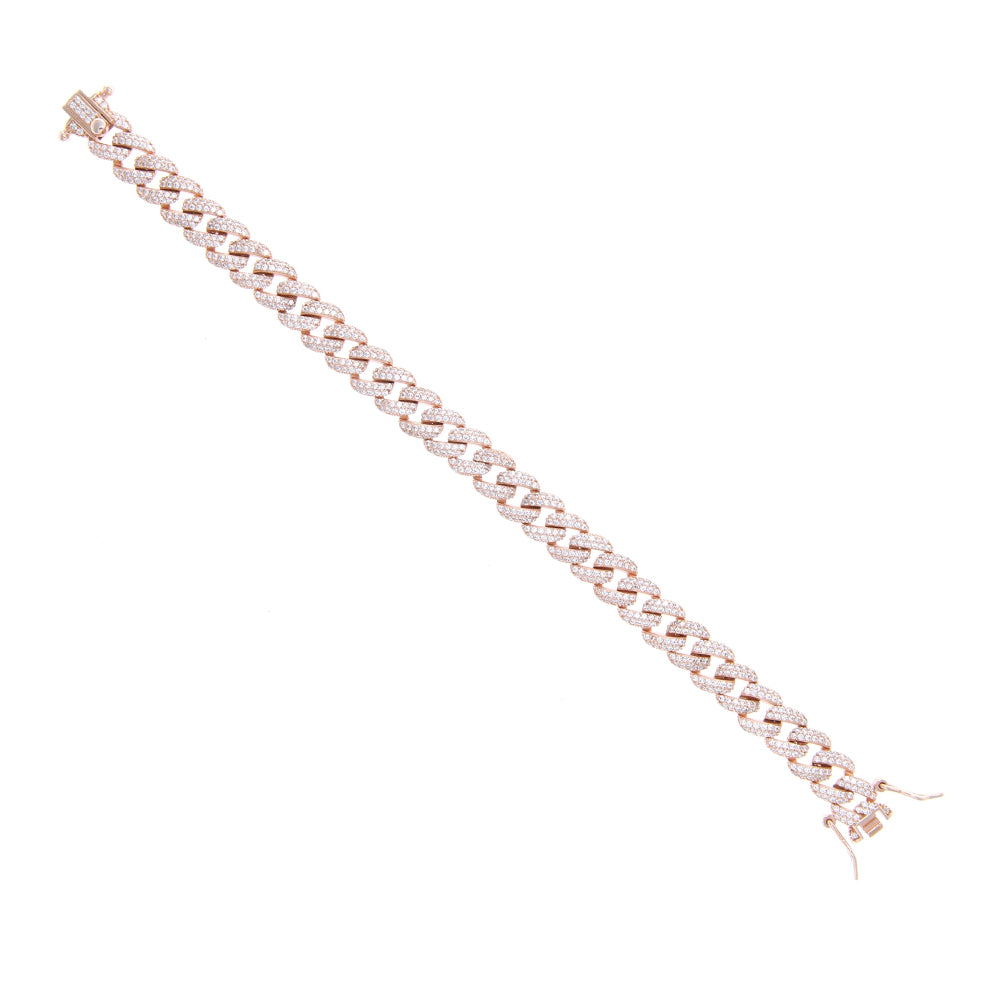 Bracciale Donna in Argento Gold Rose Maglia Groumette con Zirconi Fraboso