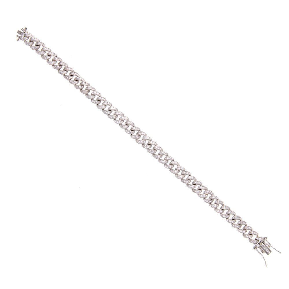 Bracciale Donna in Argento Maglia Groumette con Zirconi Fraboso