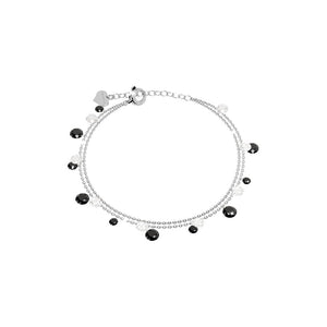 Bracciale Donna in Argento Pietre Bianche e Nere Lucciole Rebecca Gioielli