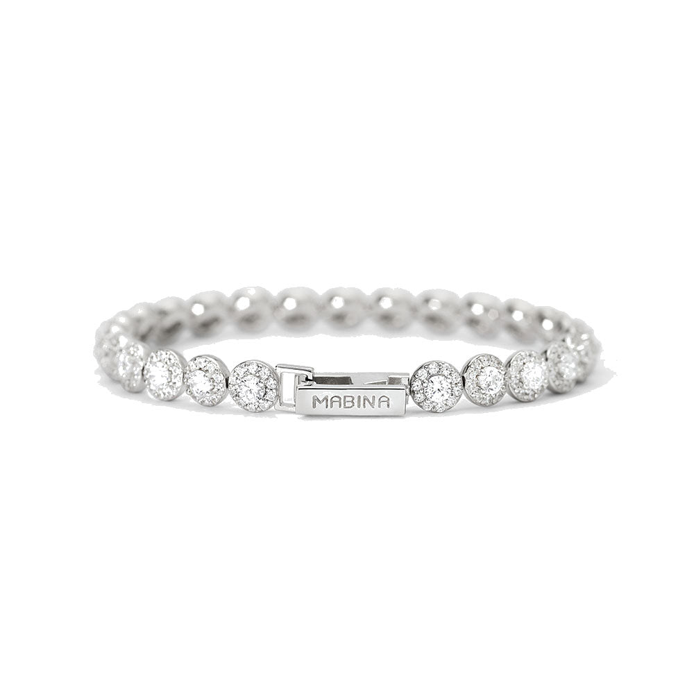 TempBeau Bracciale da donna in argento con cristallo: 2 bracciali da tennis per donne, 17 cm, gioielli in argento e oro per mamma, amico, figlia, bracciale regolabile, 17 cm