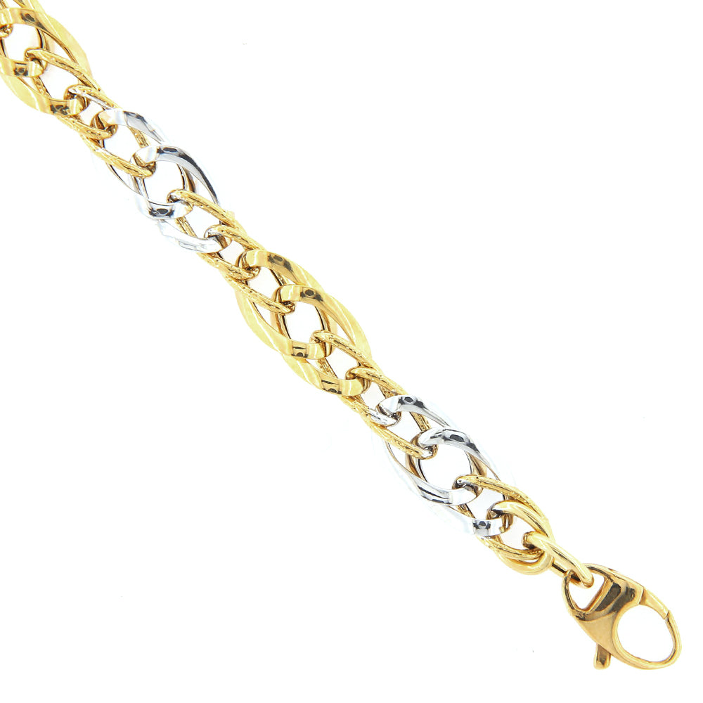 Bracciale Donna in Oro 2 Colori Maglia Vuota