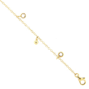 Bracciale Donna in Oro Giallo con Charm Pallina e Zirconi