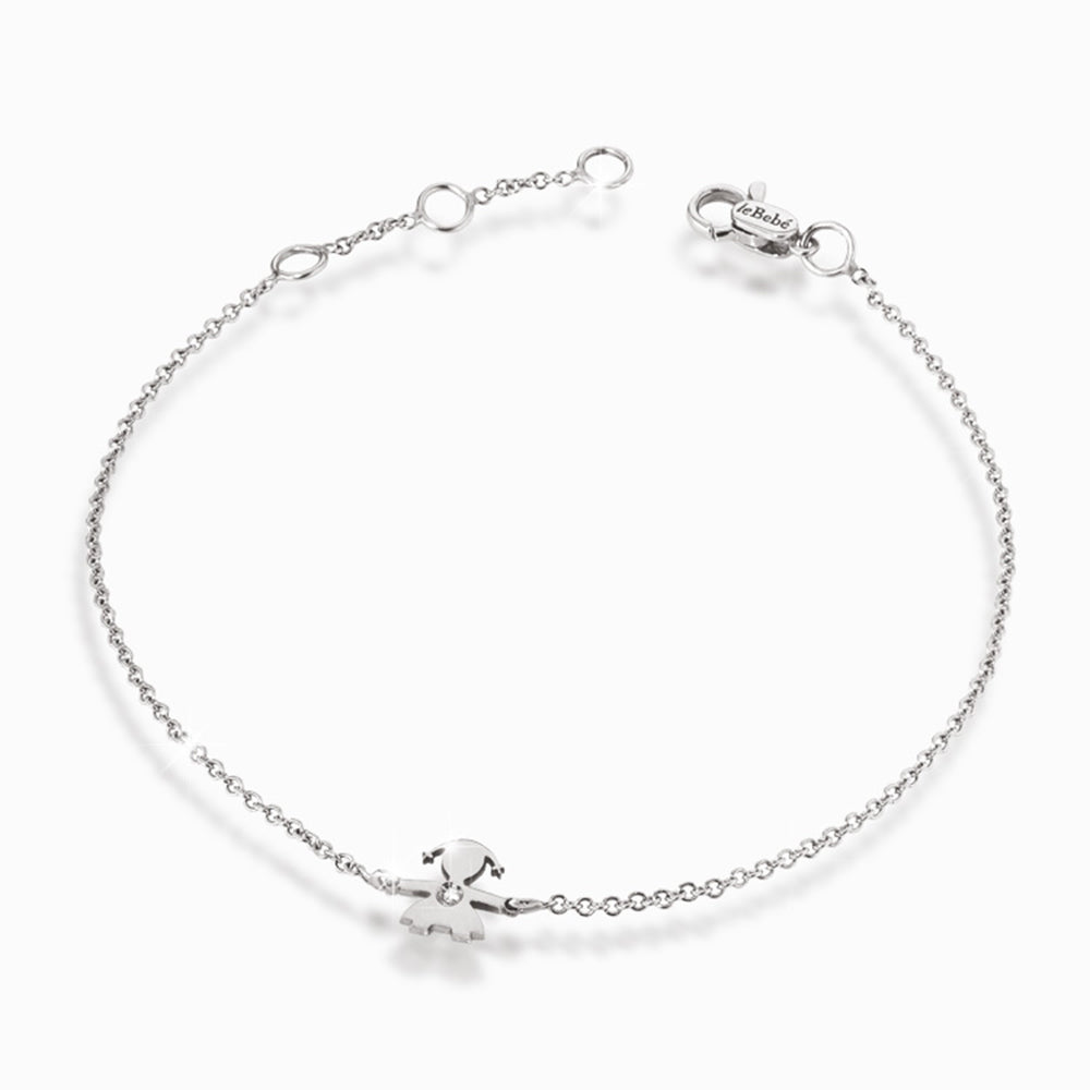 Le Bebè Orecchini Neonata Oro Bianco 18kt Con Diamante - Modello "Le Briciole" - Gioiello Per Battesimo O Nascita - 3