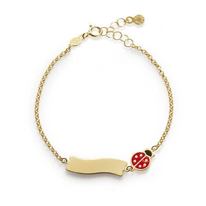 Bracciale Toys Fortuna in Oro Giallo con Coccinella e Targhetta Le Bebè