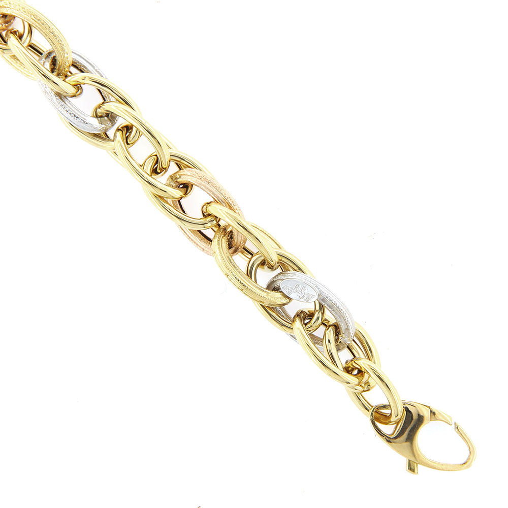 Bracciale Oro 3 Colori Corda Vuota